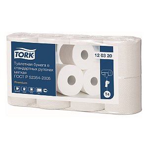 Tork Premium туалетная бумага в стандартных рулонах мягкая, 2сл., 184 лст., 23м., 96 рул.*упак.